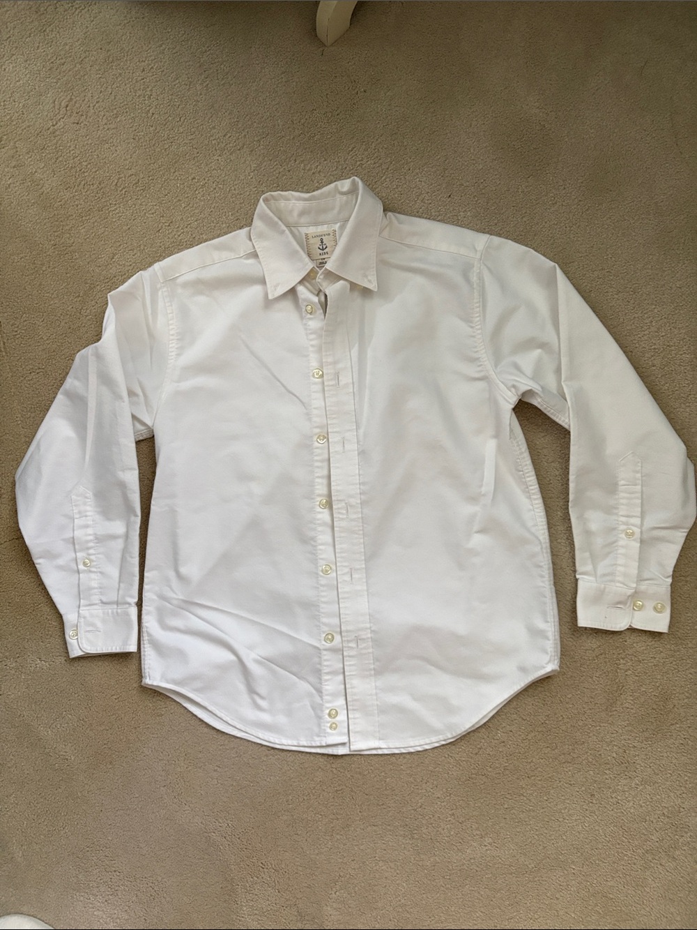 Lands' End White Kids Button-Down Shirt